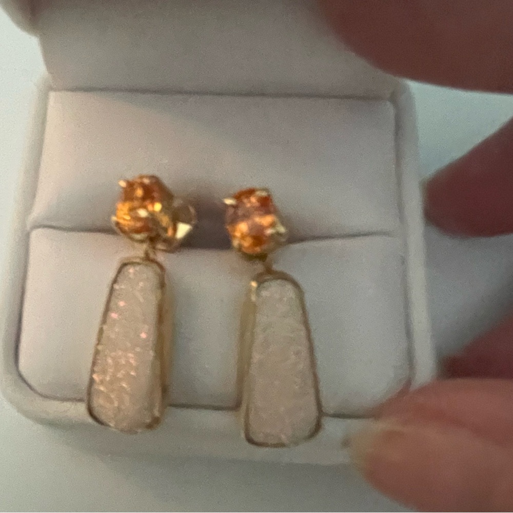 Elegant Gold and Cream Drop Earrings
